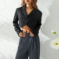 thumbnail image 2 of KOMOO Women Cropped Blazer Jacket Long Sleeve Lapel Crop Suit Coat Button Work Office Jacket, 2 of 9