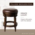 thumbnail image 3 of Maven Lane Pullman Backless Counter Stool in Dark Walnut Finish with Vintage Brown Vegan Leather, Set of 4, 3 of 6