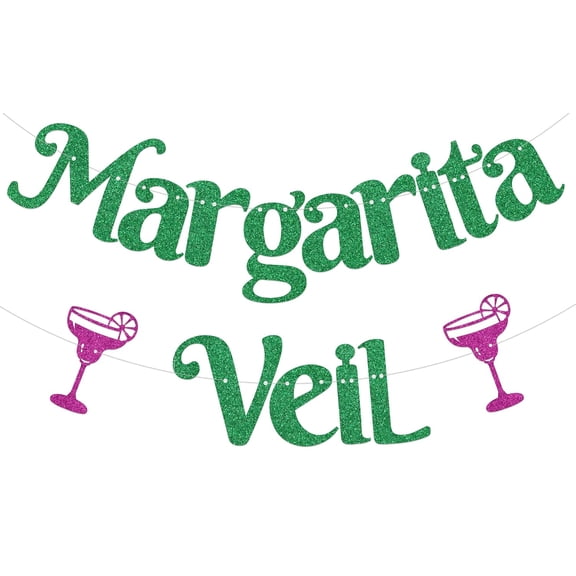 Margarita Veil Banner Margarita Party Decoration Margs and Matrimony Bachelorette Party Decoration Green Glitter
