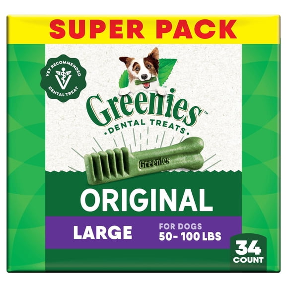 Greenies Original Dental Treats, Golosinas de cuidado dental para perros 54 oz (Paquete de 34 golosi