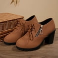 thumbnail image 4 of Xucatan Women's Lace up Mid Heel Mary Jane Shoes with Side Zipper, Round Toe Closed Toe Loafers, Comfortable Block Heels for All Day Walking, Versatile British Style Flats Gift, 4 of 9