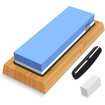 Sharpening Stone Whetstone Set 2 Side Grit 1000/6000, Professional Whetstone Knife Sharpener, Knife Sharpening Stone Kit with Bamboo Base