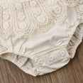 thumbnail image 5 of Baby Girl Solid Sleeveless Cami Straps Lace Ruffled Romper Jumpsuit, 5 of 5