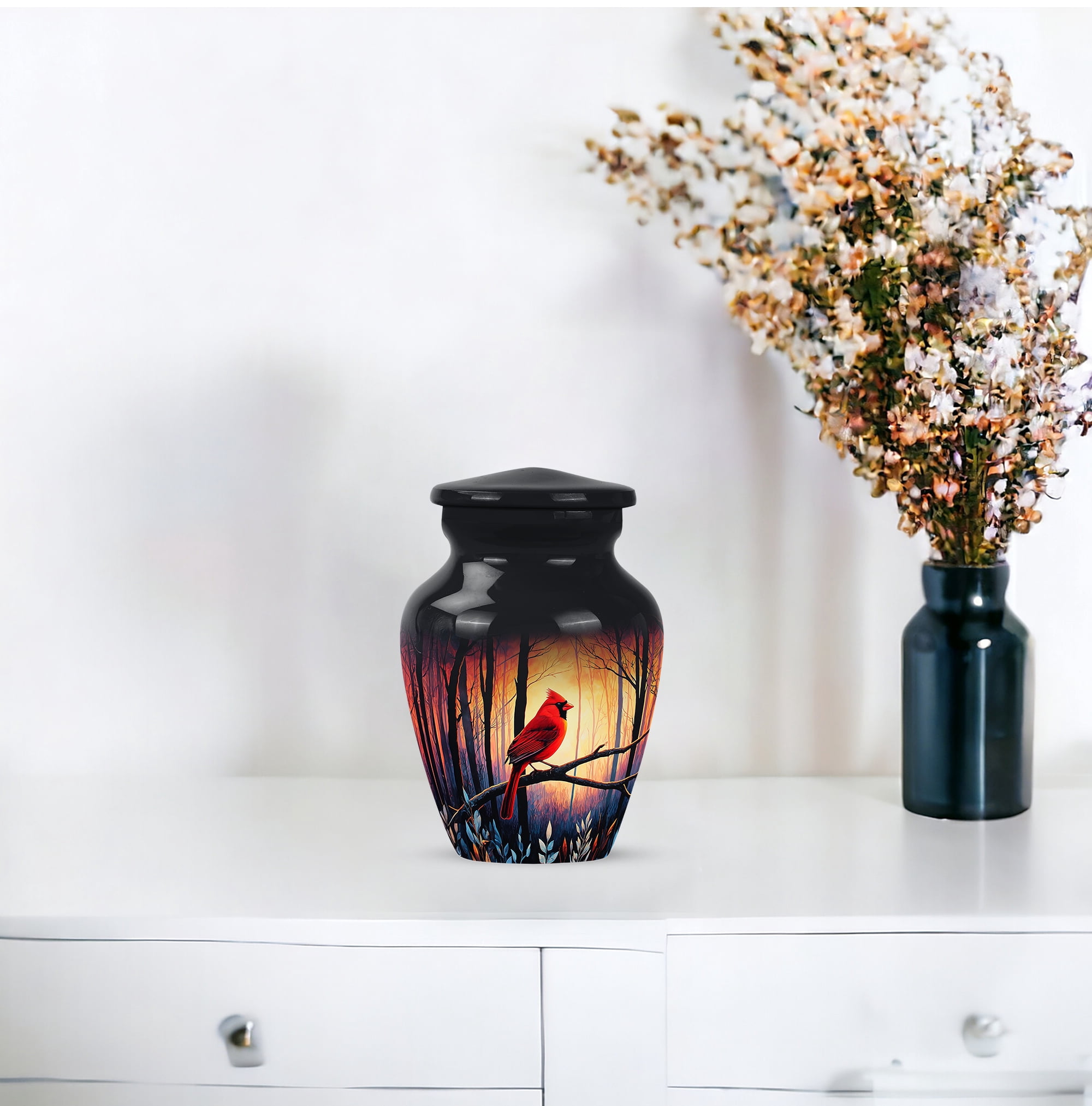 SABURIAL Cardinal Decorative Urns for Ash - Memorial Urns - 3 Inch - Pack of 1 - Cremation Keepsakes for Ashes - Ash Keepsake for Human - Small Urn for Human Ashes