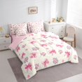 thumbnail image 3 of jejeloiu Kawaii Bow Knot 7pcs Bedding Comforter Set,Girls Valentine's Gift Queen Bedding Sets For Kids Reversible, 3 of 8