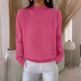 thumbnail image 4 of Sweaters for Women Knitted Crew Neck Long Sleeve Comfy Sweater Casual Trendy Dressy Wear Tops Outdoor Fall Pullover Hot Pink 2XL, 4 of 6
