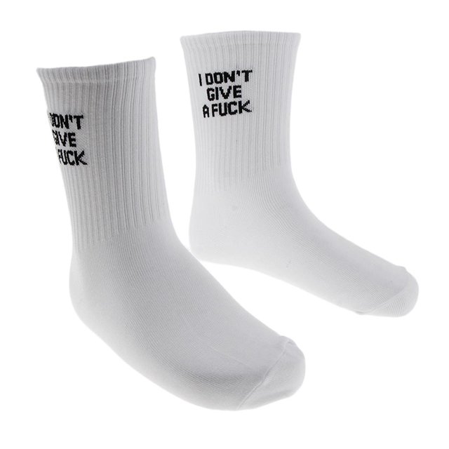 1 Par Creative Mens Curse Printed Cotton White Crew Calcetines Novedad - No doy una mierda, Única - No doy una mierda, Única Sunnimix Calcetines del novio de la boda