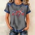 thumbnail image 2 of CIENVNSTG 2026 USA 250th Anniversary Shirt Women 1776 Flag Tee Independence Day Denim Patchwork Graphic Summer Shirt Gray S, 2 of 7