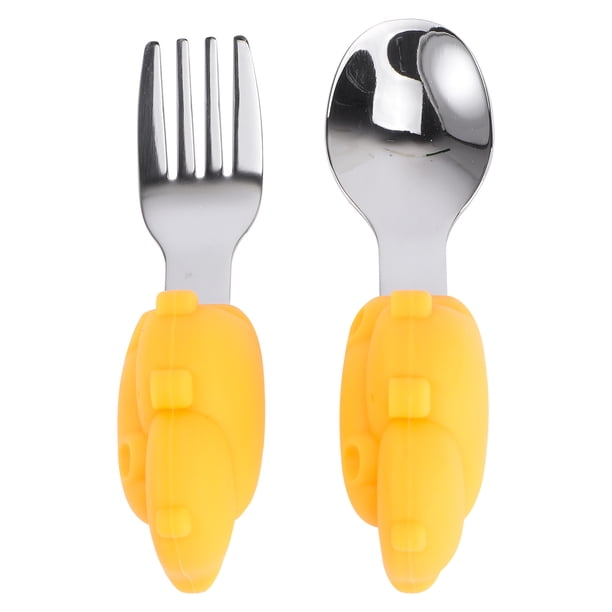 1 set 2pcs baby waterware staveware acero inoxidable cucharada de horquilla para niños pequeños para niños pequeños