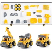 Top Race 3-in-1 Construction Toys - Easy Assembly Take Apart Construction Trucks with Remote Control and Drill - 3 Building Models for Kids Ages 3 and Up - Ideal for Indoor and Outdoor Play