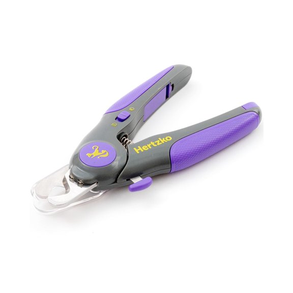 Hertzko Dog Nail Clippers with LED Light for Large & Medium Dogs - Violet Cat Nail Clipper with Replacement Blade & Nail File, Purple Nail Clippers for Dogs, Grooming Paw Pads, Circular Blade