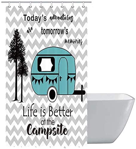 Happy Camping Shower Curtain Shower Booth RV Short 47x64 Inch 