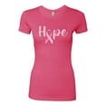 thumbnail image 2 of Wild Bobby, Hope Pink Ribbon Support Brave Fight, Breast Cancer Awareness, Women Slim Fit Junior Tee, Hot Pink, Medium, 2 of 5
