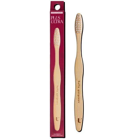 PLUS ULTRA Bamboo Toothbrush, Soft Bristle All-Natural Toothbrush, Hello Gorgeous Handle