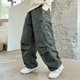 thumbnail image 2 of Baggy Sweatpants for Boys Casual Loose Wide Leg Cargo Pants Elastic Waisted Joggers with Pockets Teen Clothes Size 5-15, 2 of 5