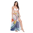 thumbnail image 2 of FORMRS Womens Long Sarong Beach Wrap Semi-Sheer Bikini Skirt Bathing Swimsuit Cover Up, Goldfish Bowl, 2 of 7