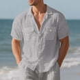 thumbnail image 6 of Mens Cotton Linen T-Shirts, Long Sleeve Shirts for Men Summer Casual Lightweight Lapel Button Down Tees Tops with Pockets Big and Tall, 6 of 6