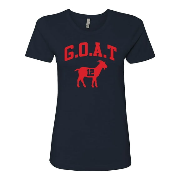 Patriots Greatest of All Time #12 Womens Fit Short Sleeve T-shirt-Navy-Medium