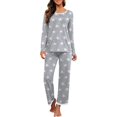 thumbnail image 1 of Pyjama à Manches Longues pour Femmes, Col Rond Doux, Étoile Rose, 1 of 5