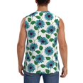 thumbnail image 4 of Xecao Blue Sunflowers Print Men's Tank Top: Sleek Sleeveless Tee for Casual Sports and Beach Occasions-X-Large, 4 of 7