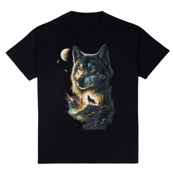 Childrens Wear Mystical Wolf Moon Graphic Tee For Kids Boys Girls Cute Fantasy Design Birthday Gift Unisex Short Sleeve Cotton Tee