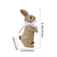 thumbnail image 3 of Brown Easter Bunny Resin Figurine 8X5 Inch Woven Rattan Effect With Decorative Bow For Table Shelf Mantel Entryway Spring Home Accent, 3 of 7