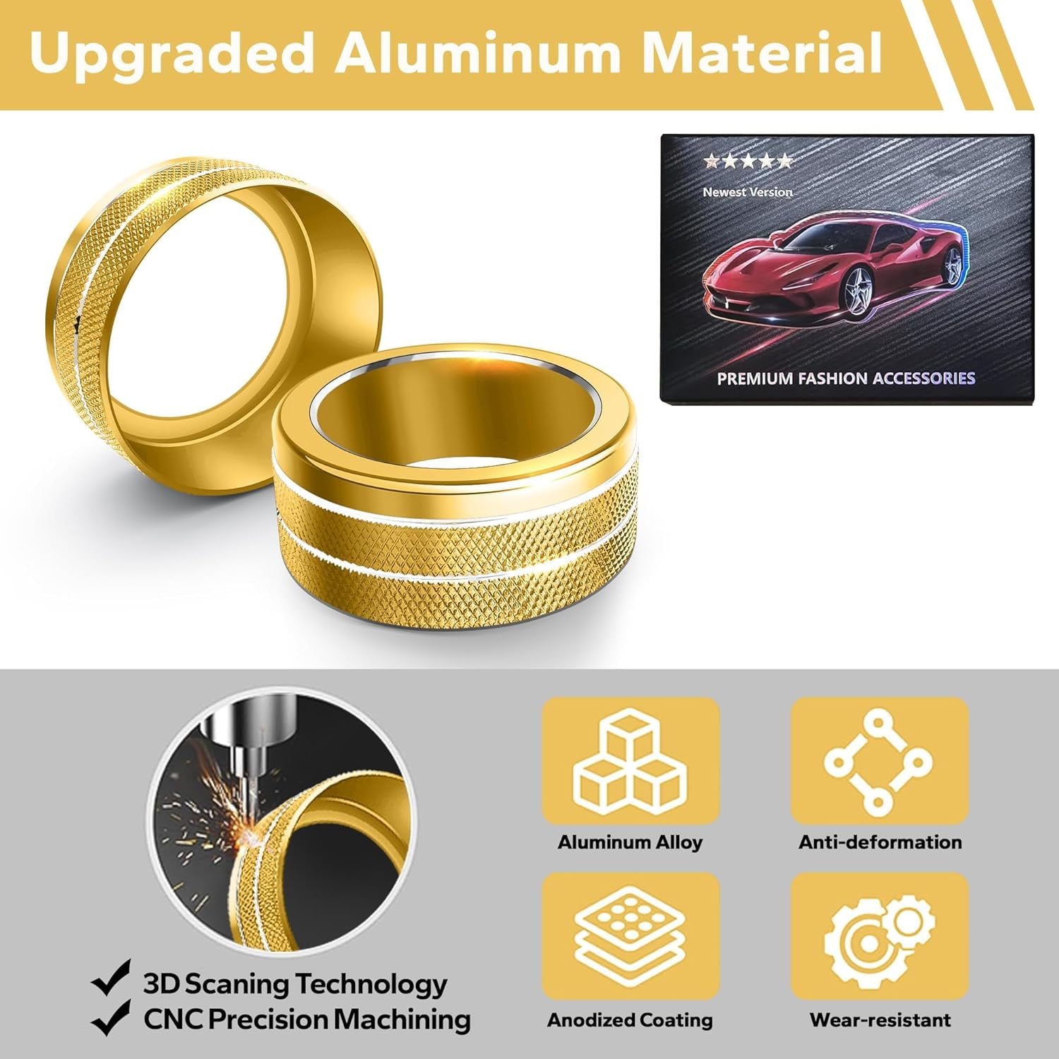 chasenew for Honda Civic 2022-2026 Accessories, CRV 2023-2026 & Acura Ingetra 2023-2025 (Fit 7" Screen/ 1 Audio Knob), 10pcs Knob Cover Kit - Push Start, Audio, AC & Air Vent (Gold)