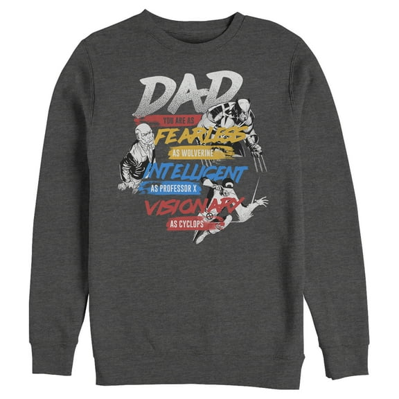 Men's Marvel X-Men Dad Traits  Sweatshirt Charcoal Heather Small