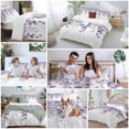 thumbnail image 5 of 3 Piece Purple Teal Botanical Duvet Cover Set Queen Size,Microfiber Comforter/Quilt Cover with Corner Ties and 2 Pillowcases,Watercolor Spring Eucalyptus Leaves All Season Bedding with Zipper Closure, 5 of 8