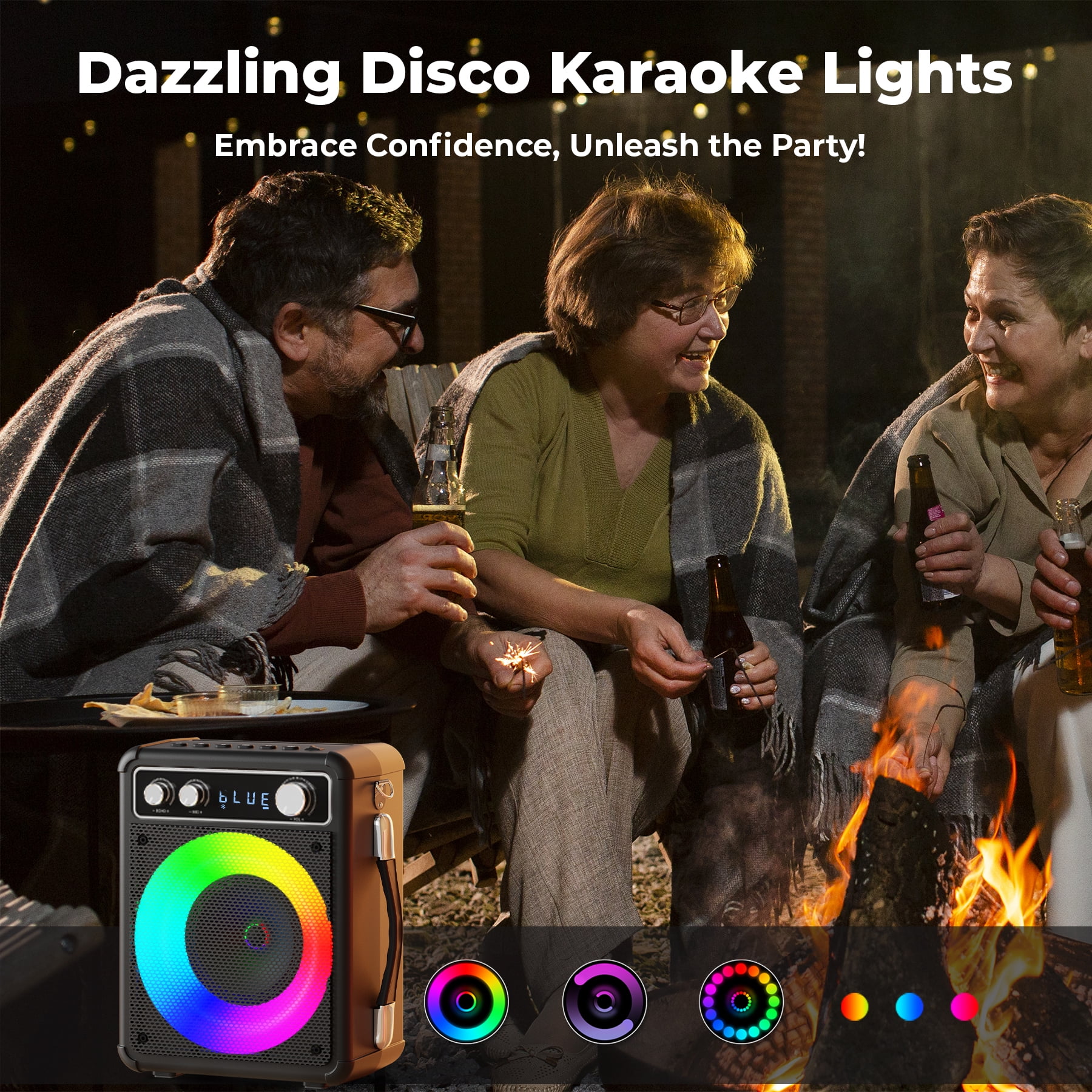 BONAOK Karaoke Machine for Adults, Karaoke Machine with 2 Microphones, Home Party Singing Karaoke Speaker System with RGB Light, Singing Machine with PA System