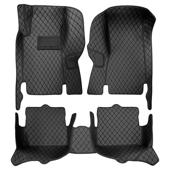 Leadwolf Floor Mats Custom for Cadillac CTS 2003-2006 PU Leather Floor Liner Floor Mats Protection All Weather PU leather 1st and 2nd Row 3Pcs Black