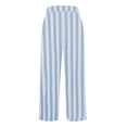 thumbnail image 5 of Bovemsi 2025 Women's Cotton Linen Striped Casual Pants – Elastic Waist Loose Fit Summer Trousers, Blue, S, 5 of 5