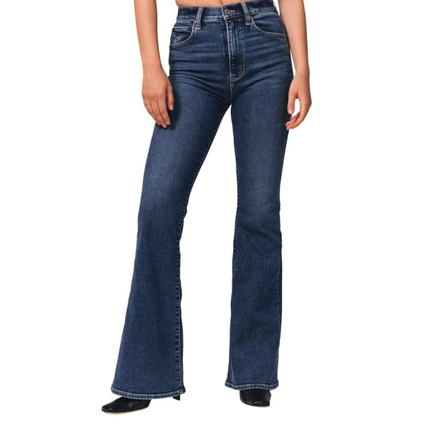 Gibobby Jeans dama Pantalones vaqueros elásticos de talle y pierna ancha con corte de bota para mujer(Azul,M)