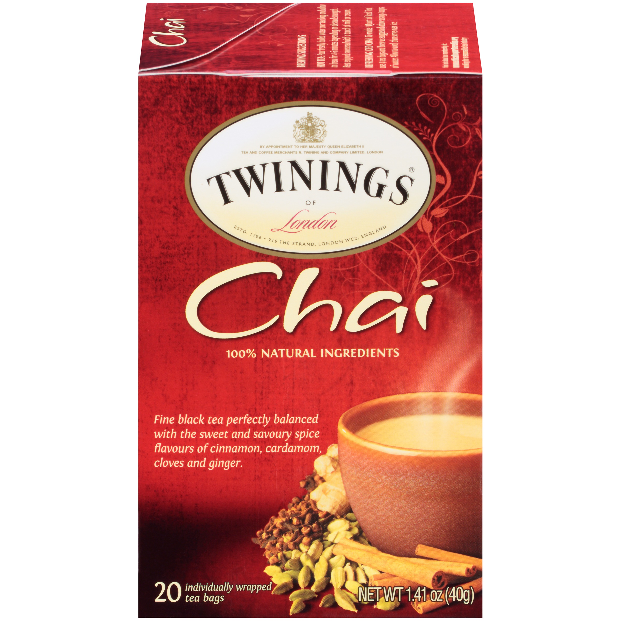 Twinings of London Chai Tea Bags , 20 Ct., 1.41 oz.