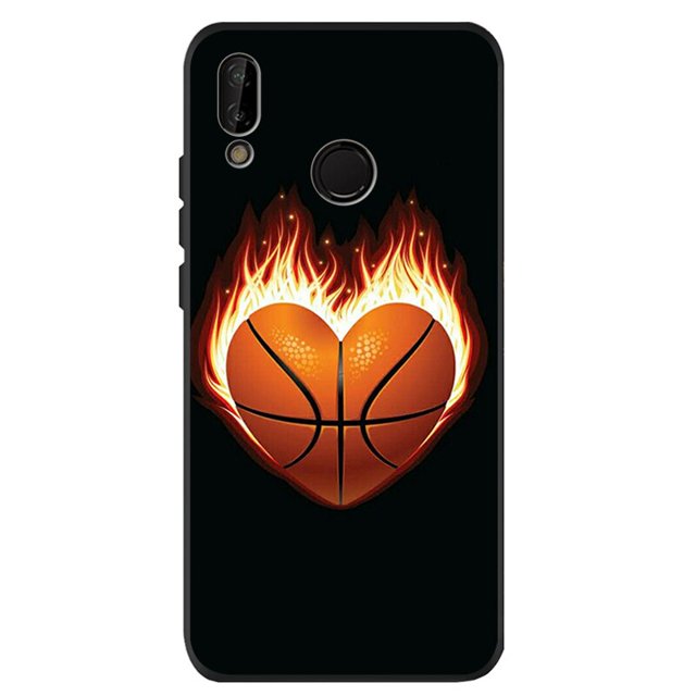 Coque de téléphone souple en silicone noir, motif feu de basket-ball, pour Huawei P40 P30 P20 P10 Pro P9 Lite Psmart 2019 Y6 Y9 qiuyongming unisex