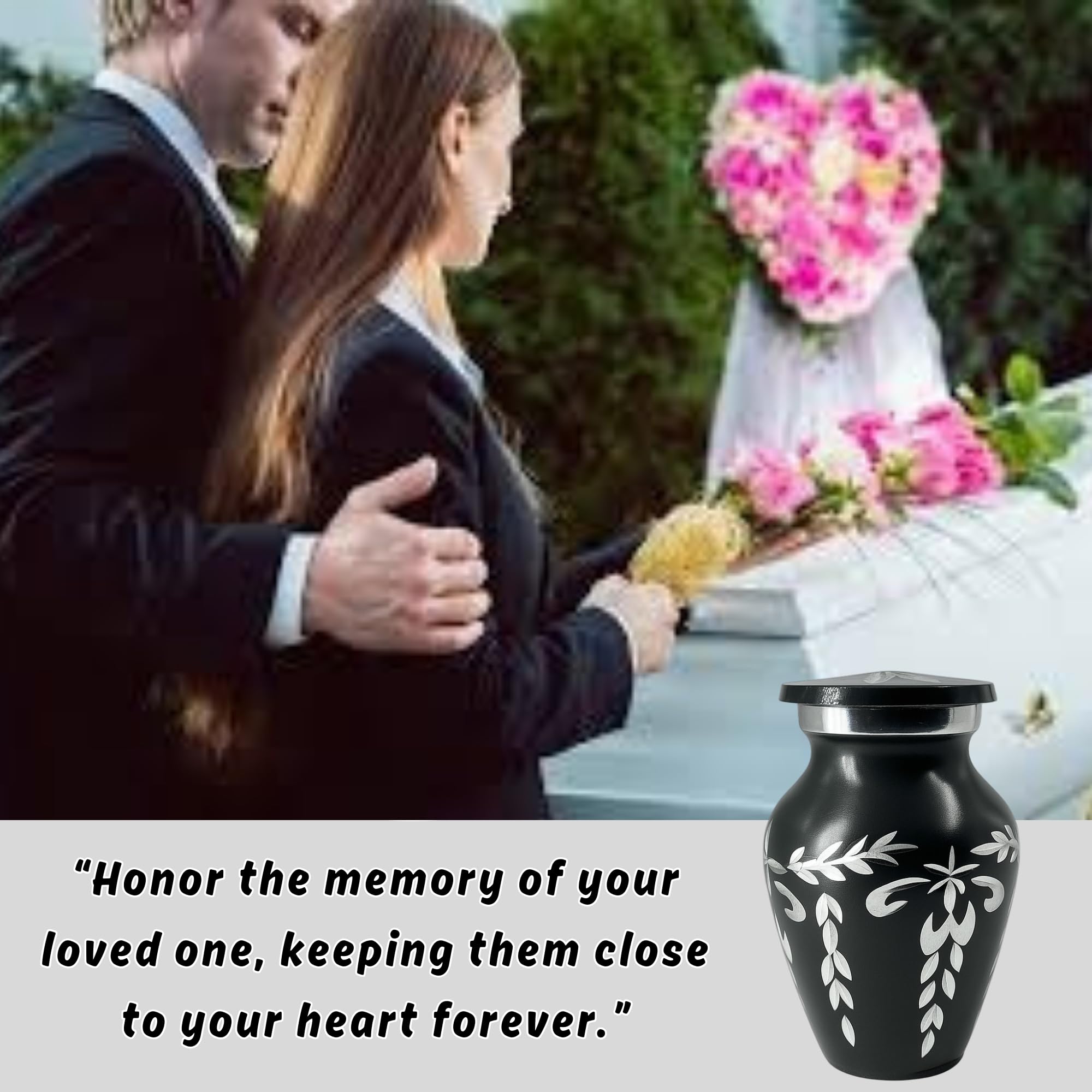 Nova NIche Gray Smoky Quartz Bloom Keepsake Cremation Urn with Handmade Floral Design, Keepsake for Human Ashes with Velvet Box - (3 in.)