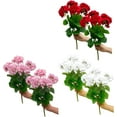 thumbnail image 3 of Morttic 2PCS 5 Heads Artificial Red Pink White Geranium Bush,Fake Geranium Bush for Cemetery Vases, 14in Artificial Geraniums Silk Flowers, Faux Cemetary Vase Table Centerpiece(Red), 3 of 8