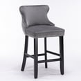 thumbnail image 3 of Velvet Bar Stools Set of 2,Upholstered Wingback Barstools with Nailhead Trim,Footrest and Solid Wood Legs,Leisure Bar Chairs with Nailhead Trim,Button Tufted Counter Height Chairs,Easy Assembly,Gray, 3 of 7
