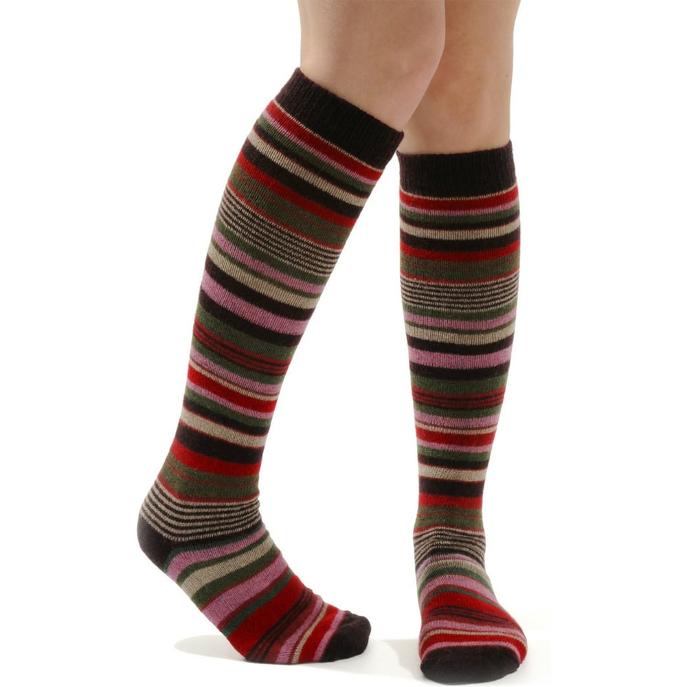 Cashmere Int Womens Stripe Knee Socks Cashmere Blend 8 Color Options