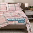 thumbnail image 6 of Bare Home Luxury 100% Cotton Flannel Queen Sheet Set, Deep Pocket, 4-Piece, Aurora Plaid - Pink, 6 of 10