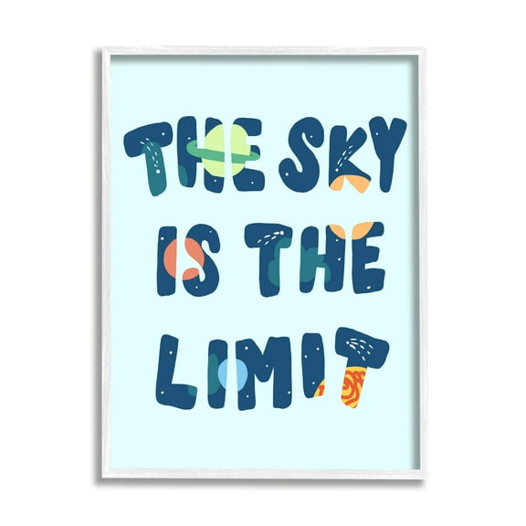Stupell Industries Sky Is the Limit Quote Space Planet Typography, 11 x 14, Designed by Daphne Polselli