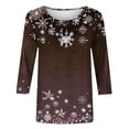 thumbnail image 4 of GA WEIHUA Reduced,Womens Tops Casual 3/4 Sleeve Shirts Crew Neck Loose Casual Blouses Vintage Christmas Graphic Print Tshirts(Brown,3X-Large), 4 of 5