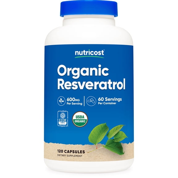 Nutricost Organic Resveratrol (600mg) 120 Capsules - USDA Organic, CCOF Certified, Vegan, GMO-Free, Gluten-free, 60 Servings
