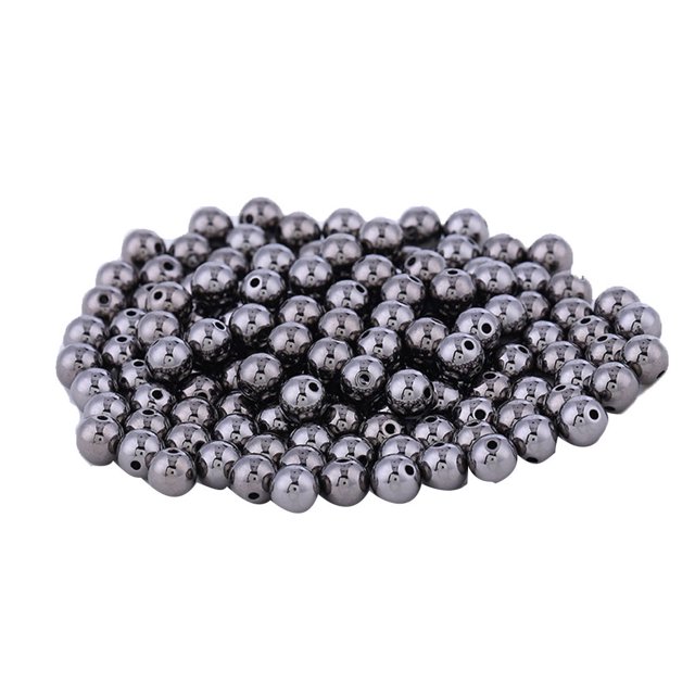 Matsuzay 200 Uds cuentas espaciadoras galvanizadas artesanía pequeña con agujero bola suelta artesanía accesorios adornos blanco Artesanía negro