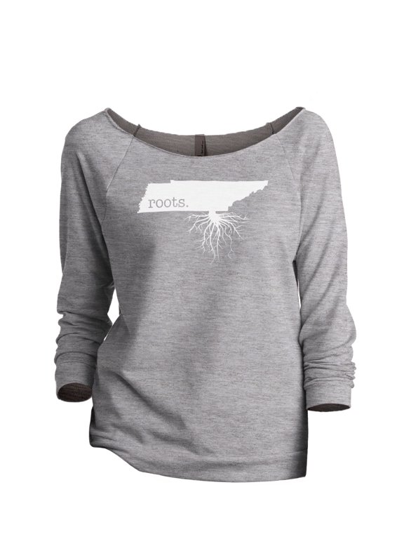 Home Roots State Tennessee TN Women's Slouchy 3/4 Sleeves Raglan Sweatshirt Sport Grey Small