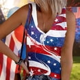 thumbnail image 2 of Qingpeng Womens American Flag Printed Ribbed Tank Tops Funny Stars Graphic Shirts Button V Neck Sleeveless Tees for 4th of July, 2 of 5
