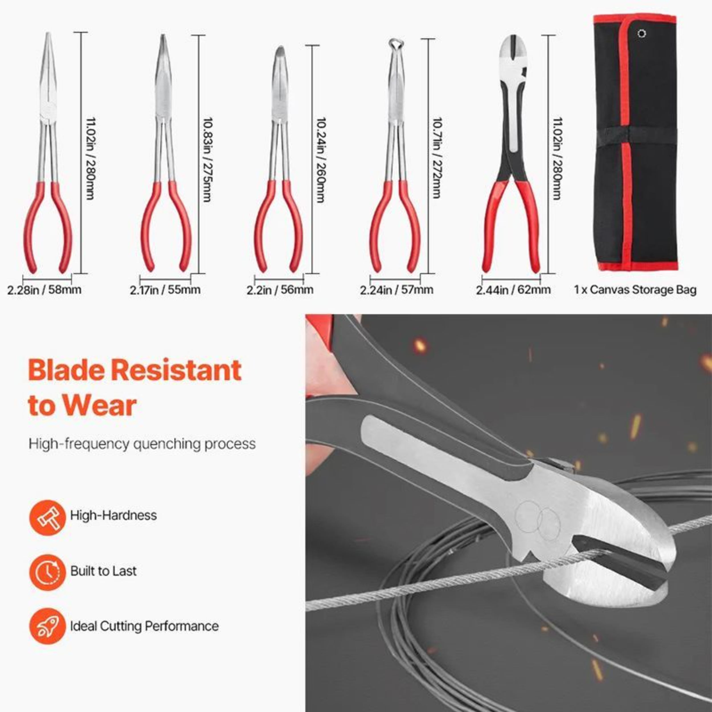 Multi-functional Tool Pliers, 5-piece Professional Pliers Set, with Storage Bag, High Hardness, Durable, Wear-resistant, Ergonomic Handle, Suitable for Daily Repairs and Auto Repair Shops.