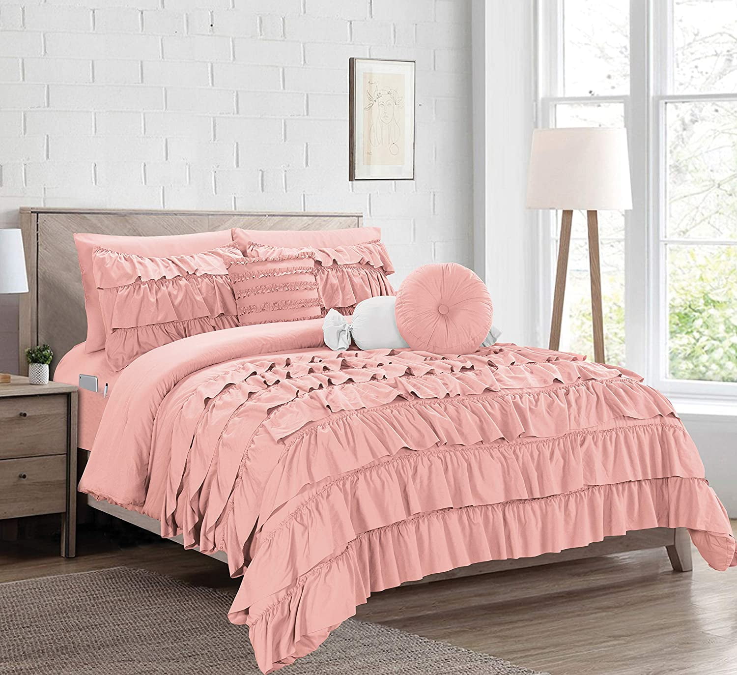 Elegant Comfort 10 Piece Bed Sheets Full/Queen Dusty Rose Cindyrella