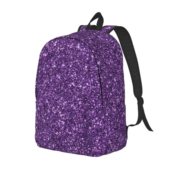 Ratiio Purple Glitter Print Canvas Backpack for Women & Men Retro Aesthetic Rucksack Basic Backpack for High School/College Students Travel Laptop Bag