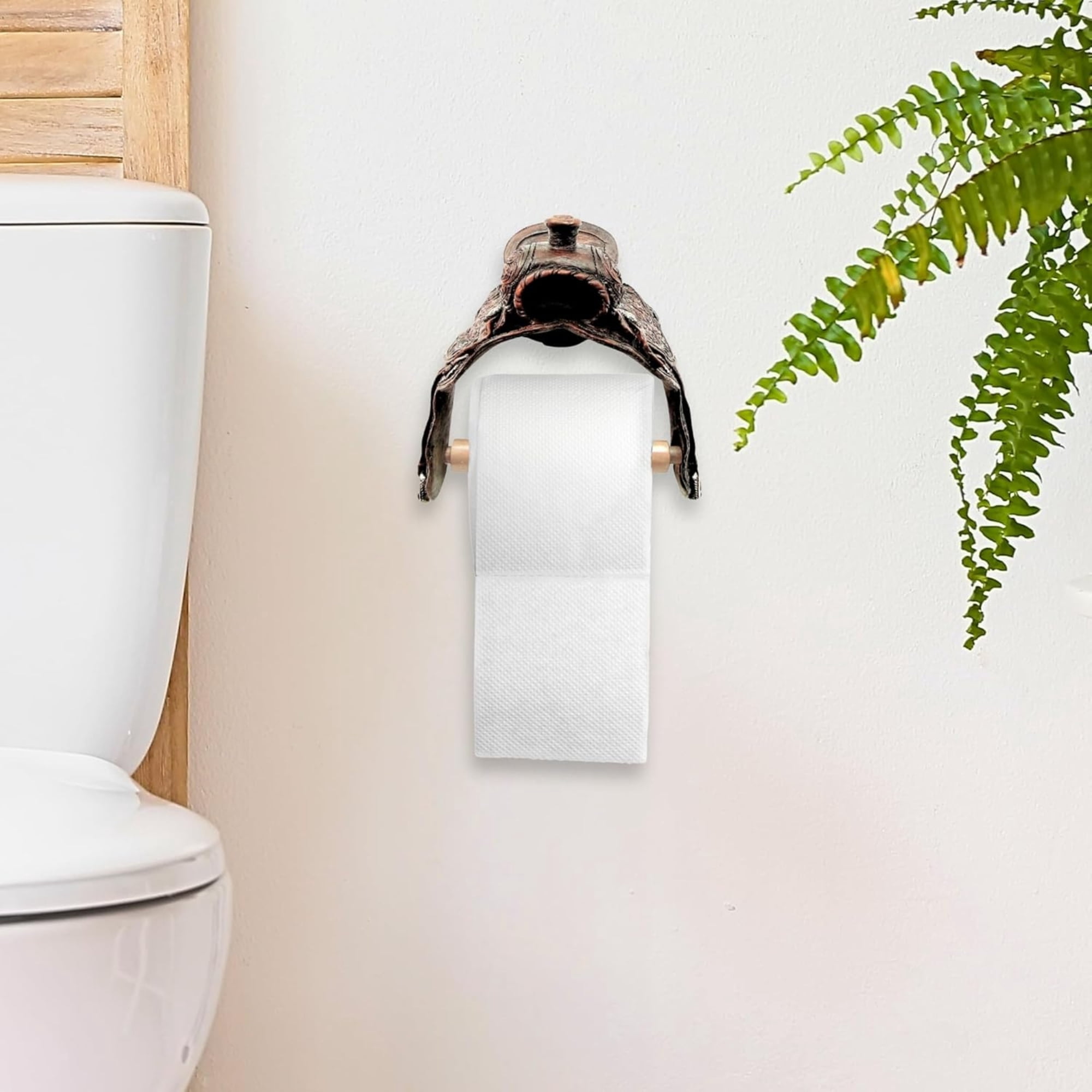 Rustic Resin Western Style Decorative Saddle Toilet Tissue Paper Roll Holder Dispenser Wall Mounted